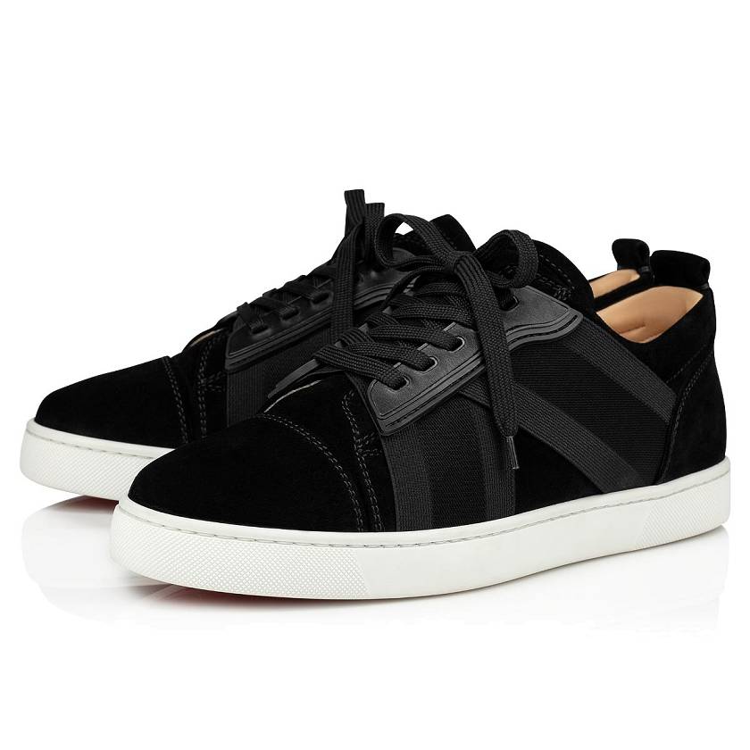 Men's Christian Louboutin Elastikid Leather Low Top Sneakers - Black [1297-403]